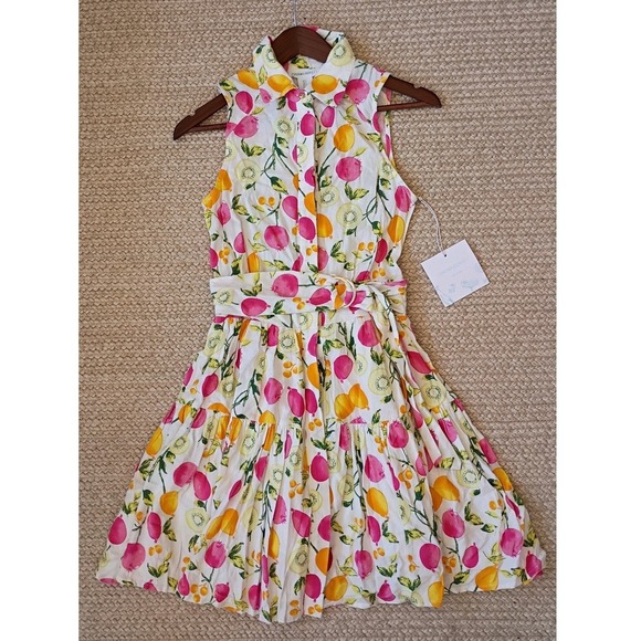 Cynthia Rowley Dresses & Skirts - Cynthia‎ Rowley Fruit Print Linen Blend Tiered Mini Dress Size 2 Tropical Summer